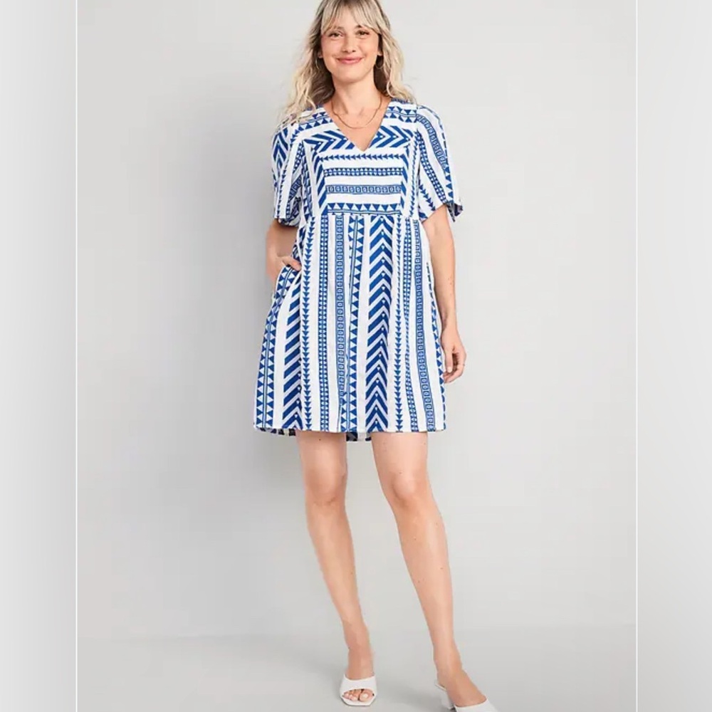 Old Navy Blue and White geometric Dress